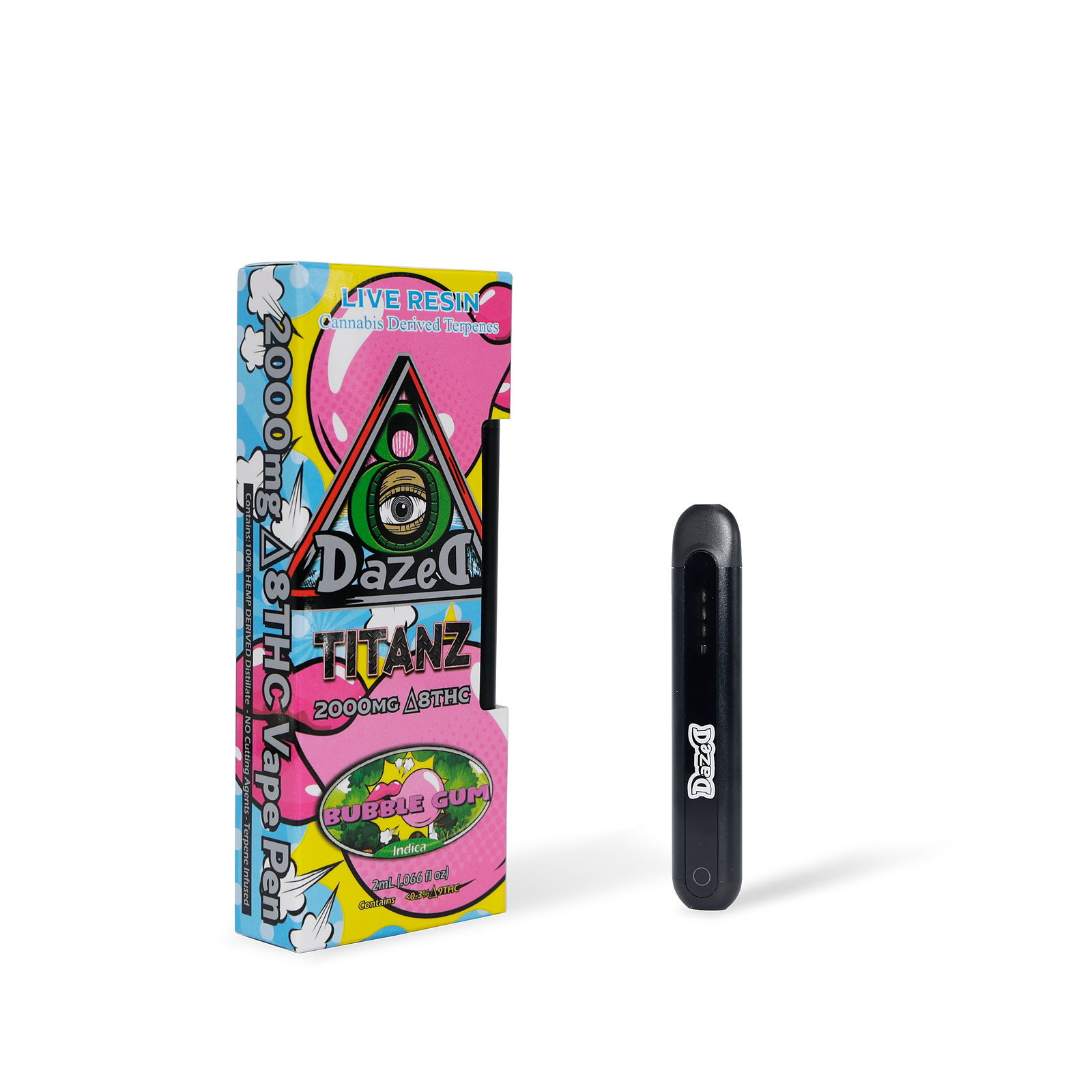 Dazed8 Bubble Gum Live Resin Delta 8 Titanz Disposable — 2 Grams Leafly