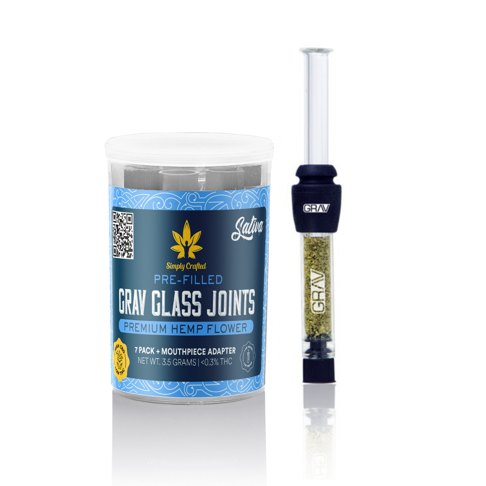 Simply Crafted Prefilled Glass Joint CBD Flower Sativa Leafly