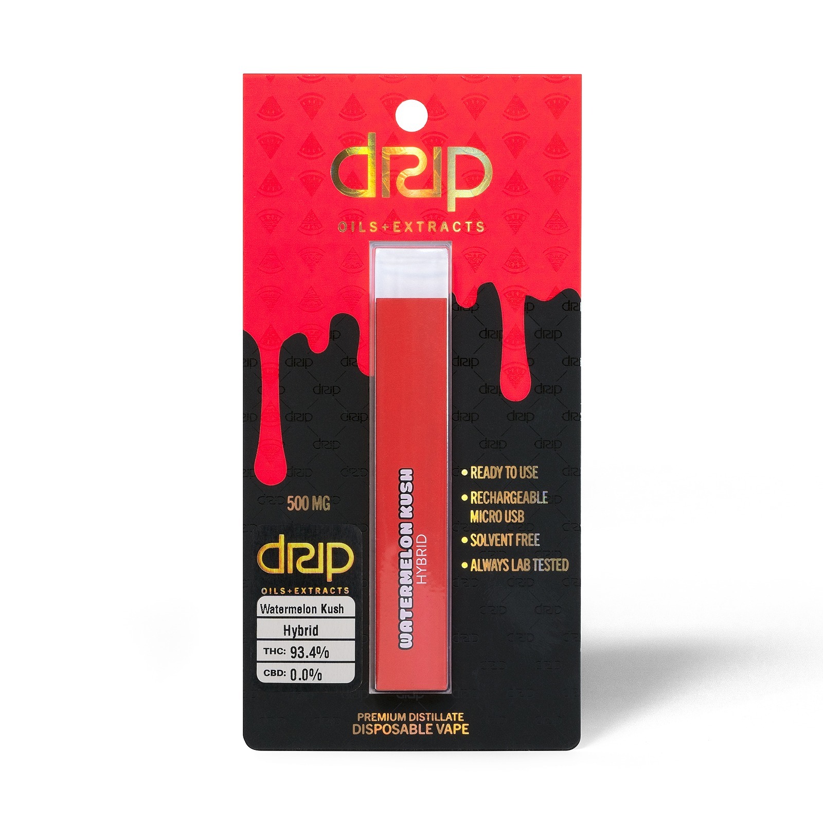DRIP Oils + Extracts Disposable Vape 500mg Watermelon Kush Leafly
