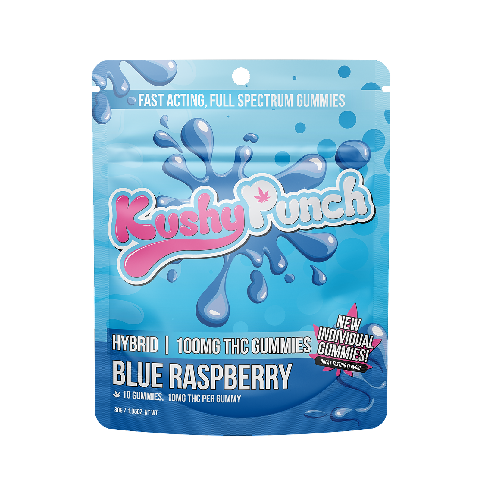 Kushy Punch: KUSHY PUNCH - HYBRID BLUE RASPBERRY 100MG Individuals | Leafly