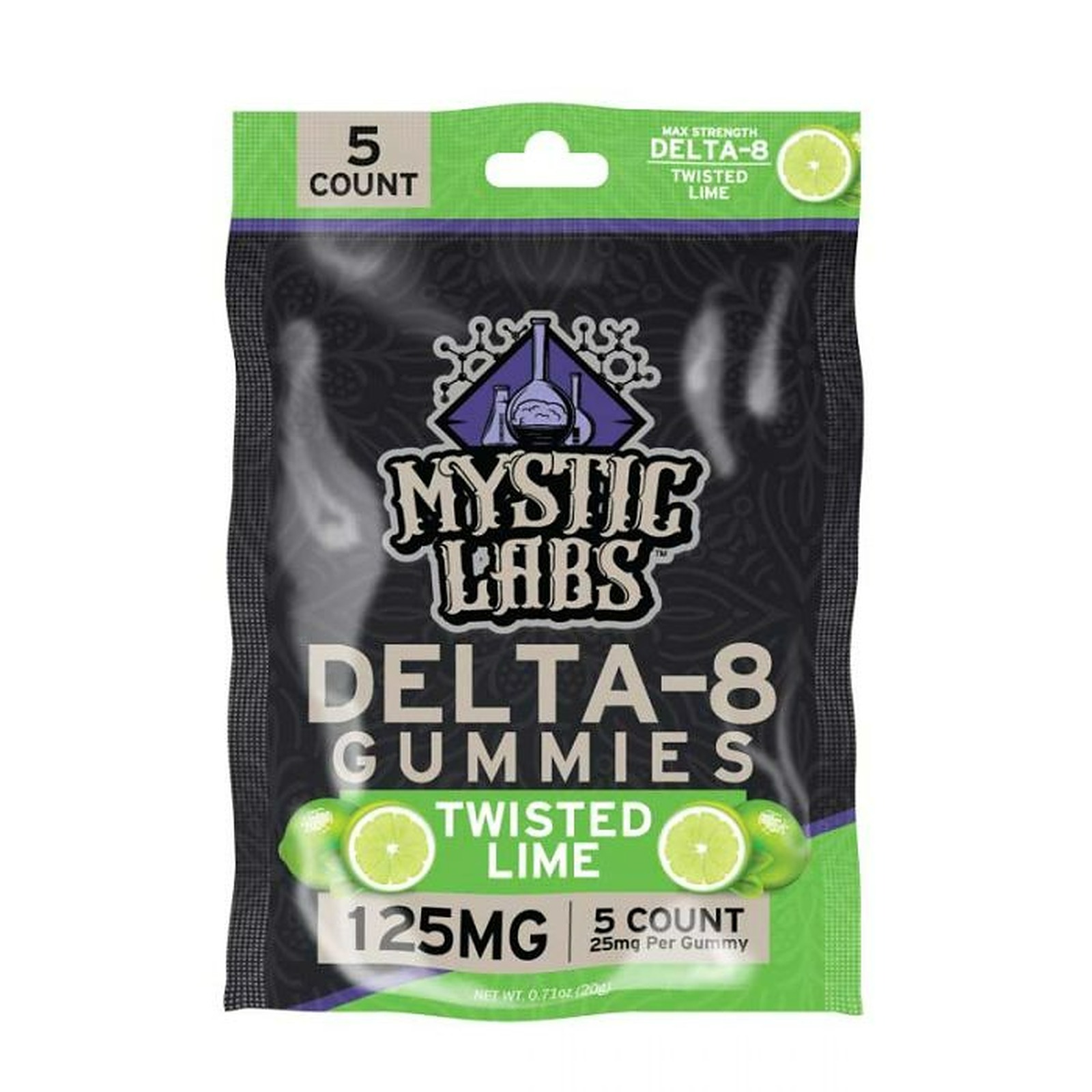 Mystic Labs Delta8 Twisted Lime 5ct Delta8 Gummies Leafly