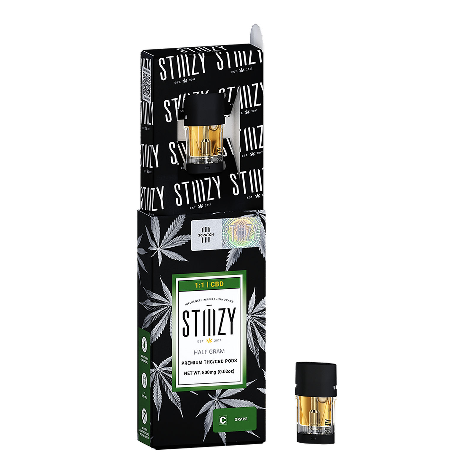 STIIIZY: GRAPE - 1:1 (CBD/THC) PREMIUM POD .5G | Leafly