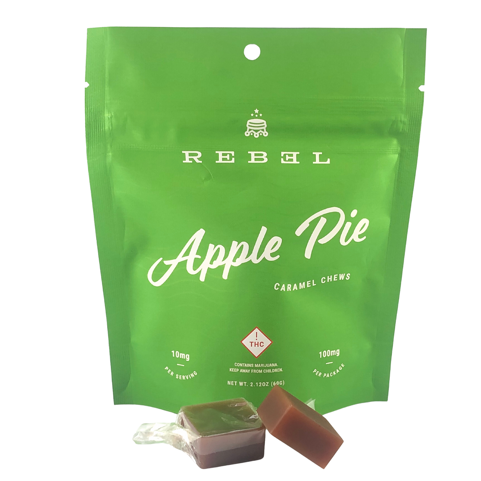Rebel Edibles Apple Pie Caramels [10 pk] (100mg) Leafly