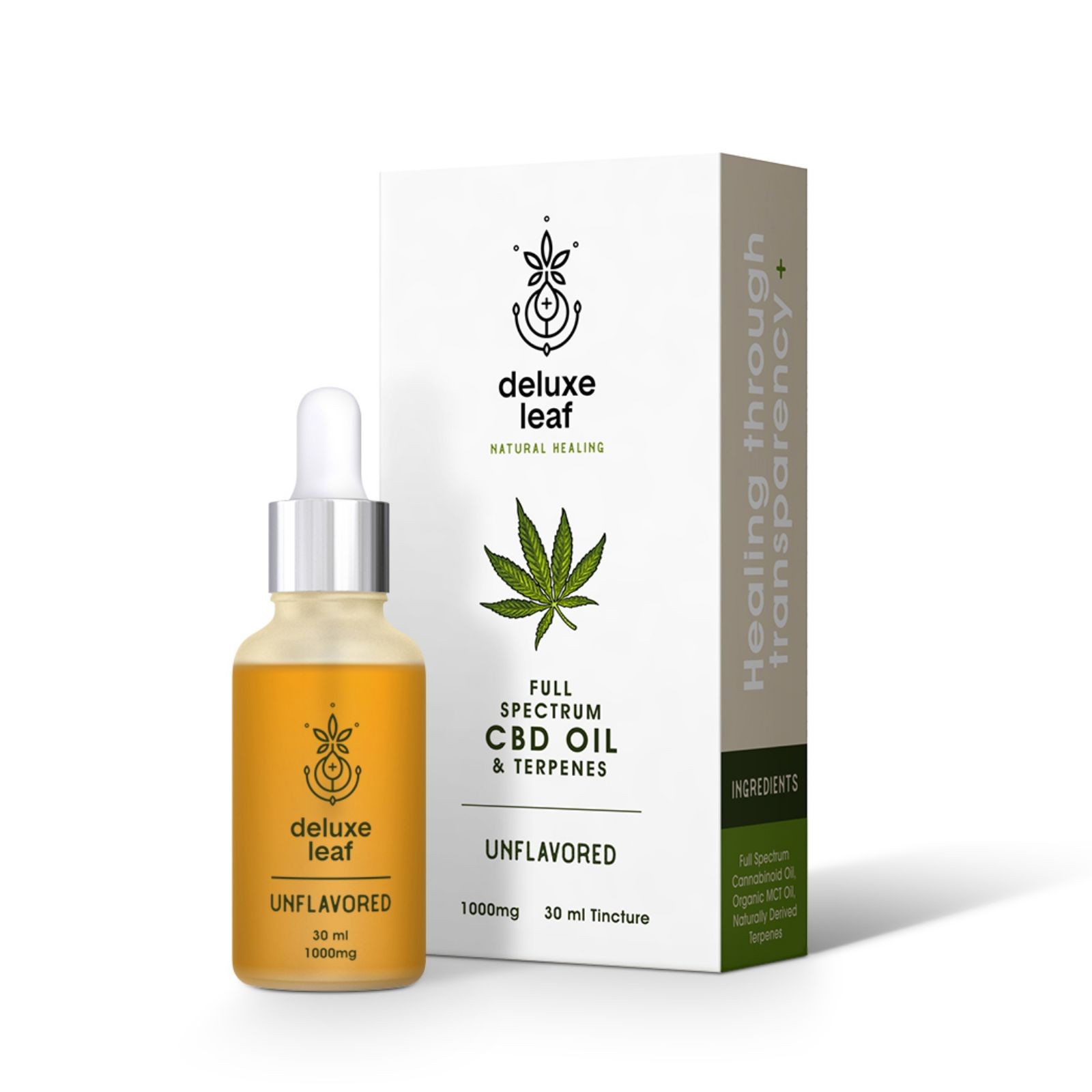 Deluxe Leaf Unflavored Full Spectrum CBD 1000mg + 400mg of