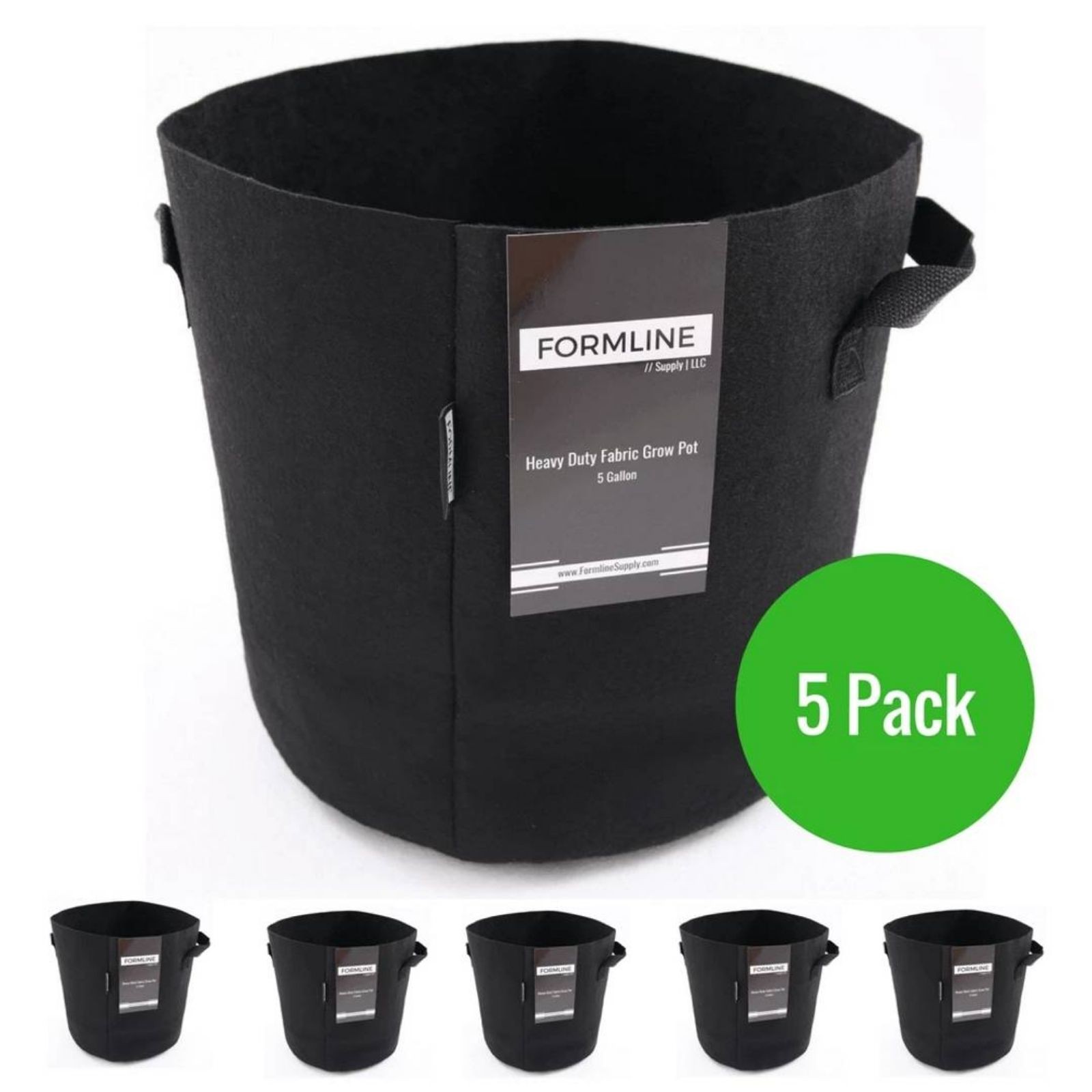 Formline Supply: 5 Gallon Fabric Grow Pot - 5 Pack - by Formline Supply ...