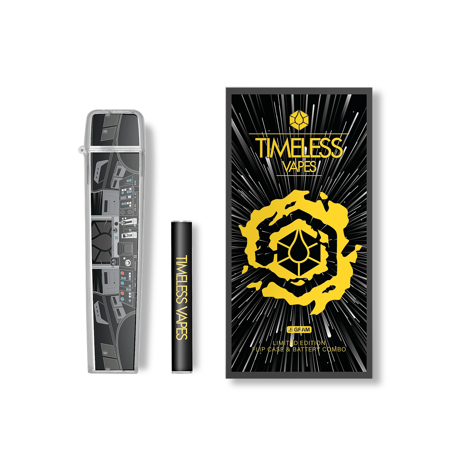 Timeless Vapes: Limited Edition 12 Parsecs Flip Case & Battery Combo 500mg 