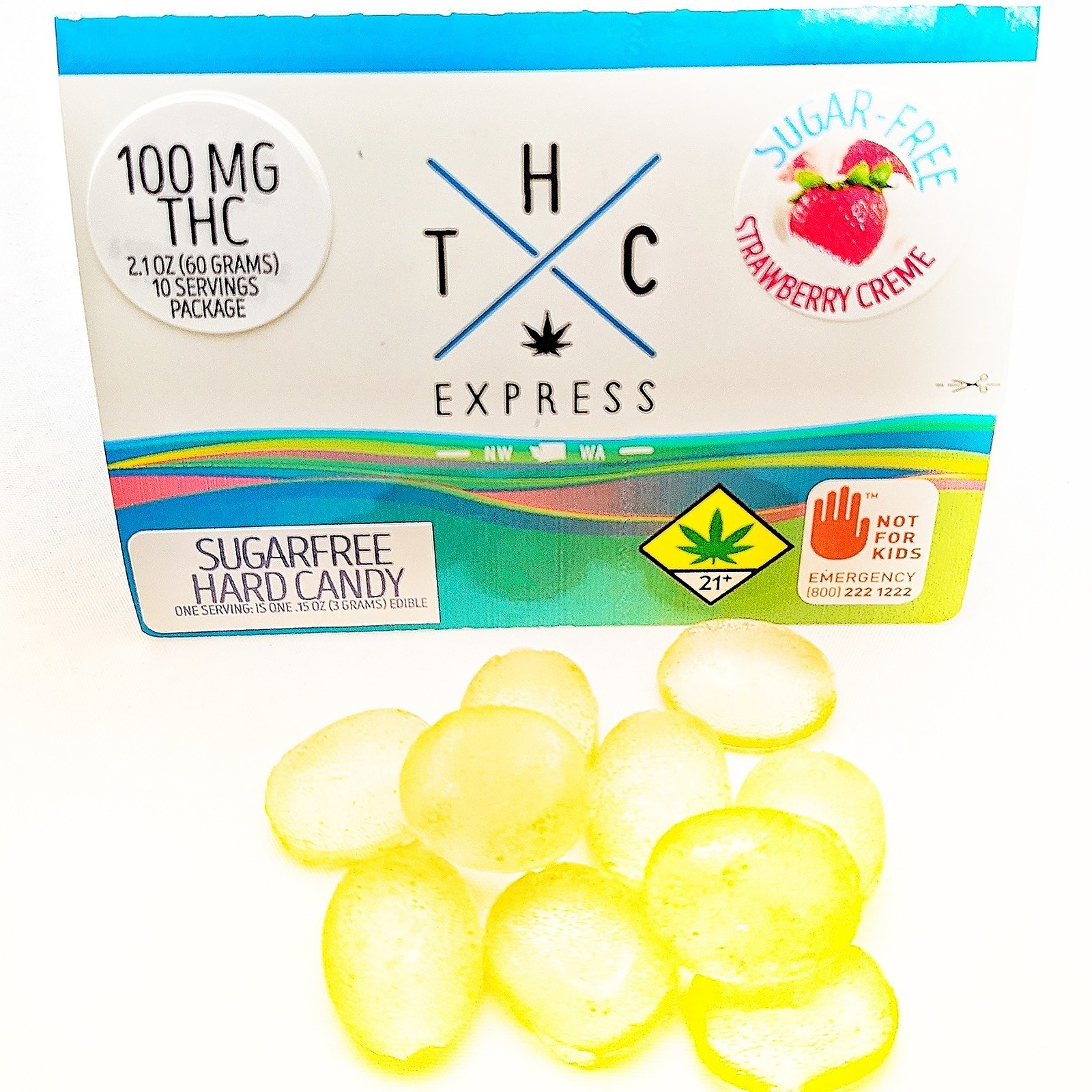 THC Express Strawberry Cream SugarFree Hard Candies 100mg 10Pack Leafly