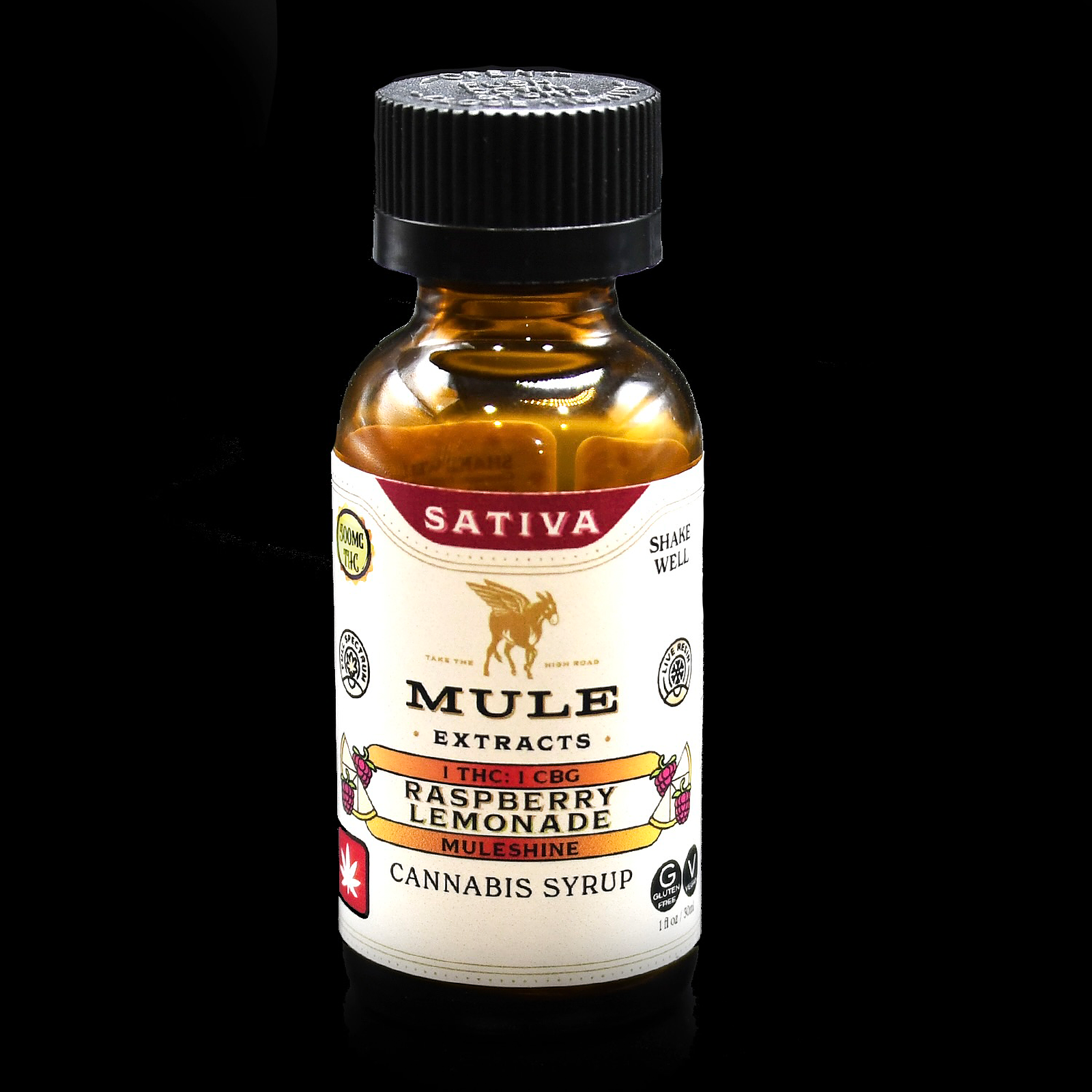 Mule Extracts 500mg Raspberry Lemonade 11 CBG Muleshine Syrup Leafly