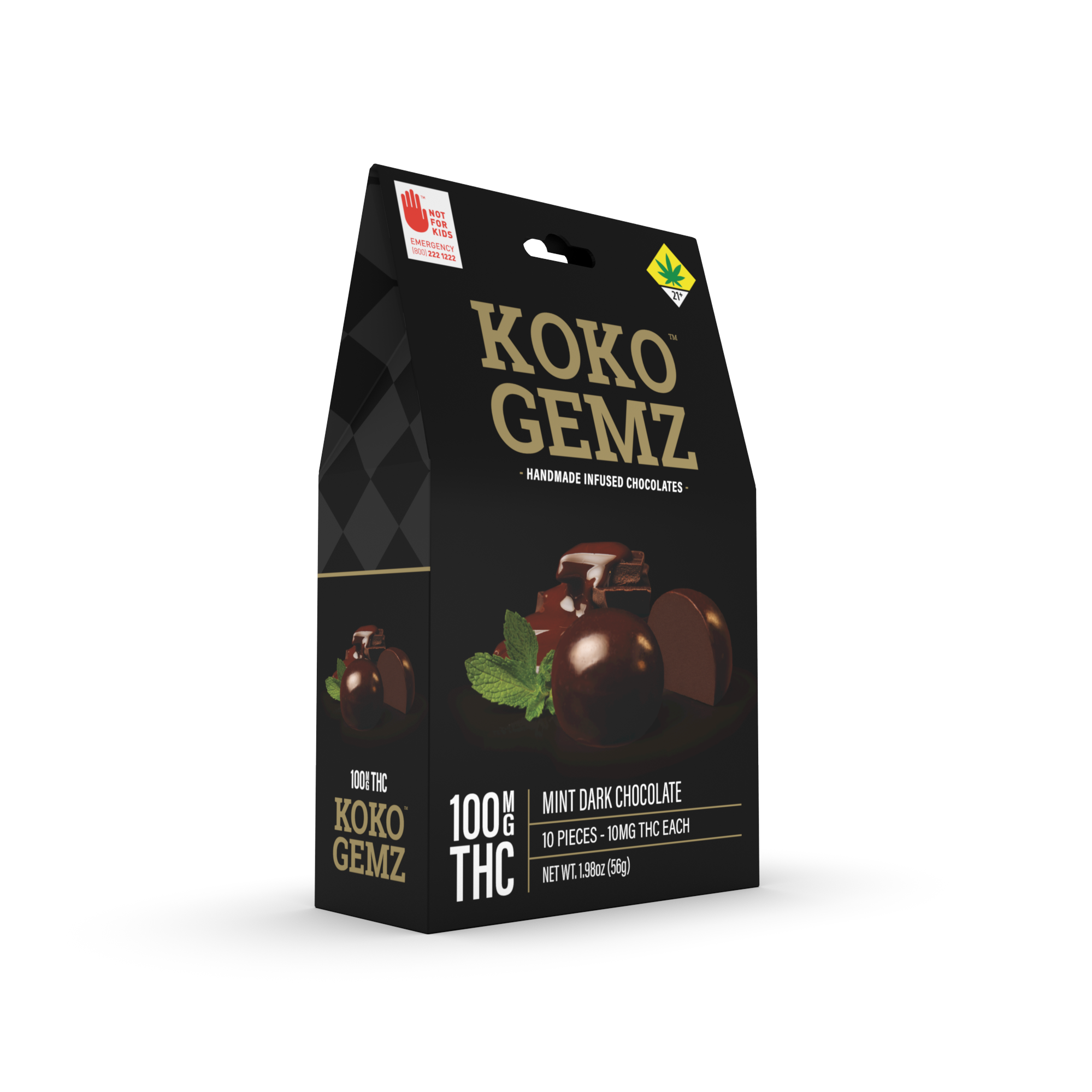 Koko Gemz Mint Dark Chocolate 100mg 10pack Leafly