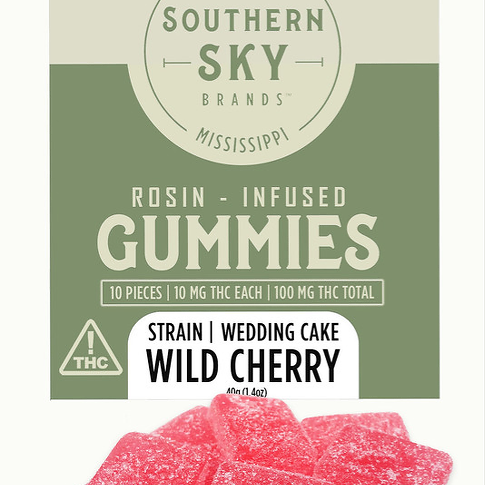 Southern Sky Brands: 100mg LIVE ROSIN Wild Cherry Gummies [Wedding Cake