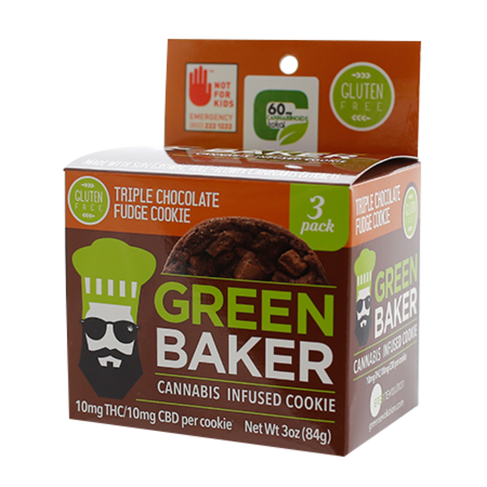 Green Baker Triple Chocolate Fudge Cookies 1:1 THC:CBD | Lea