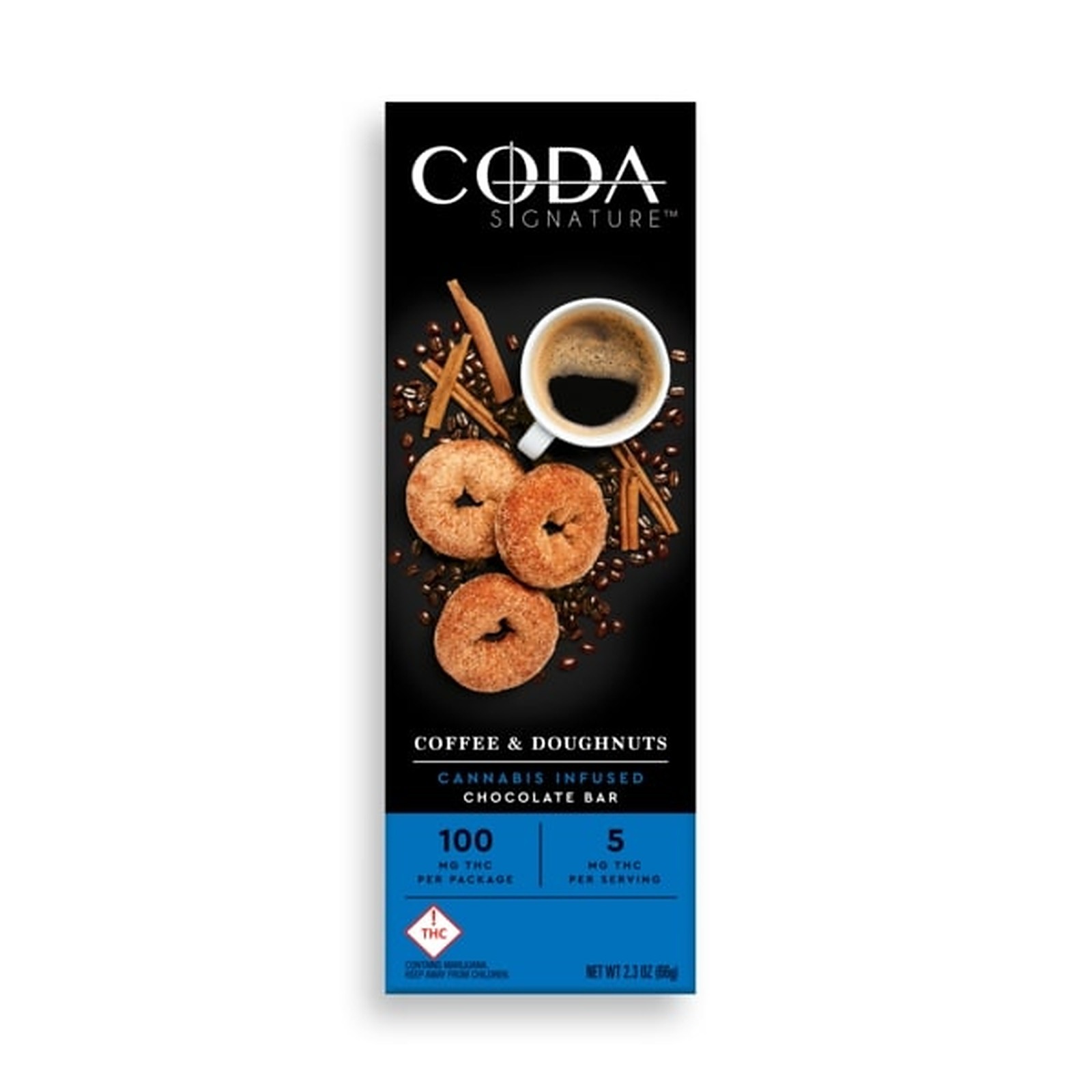 Coda Signature Coffee and Doughnuts Milk Chocolate Bar, 100mg