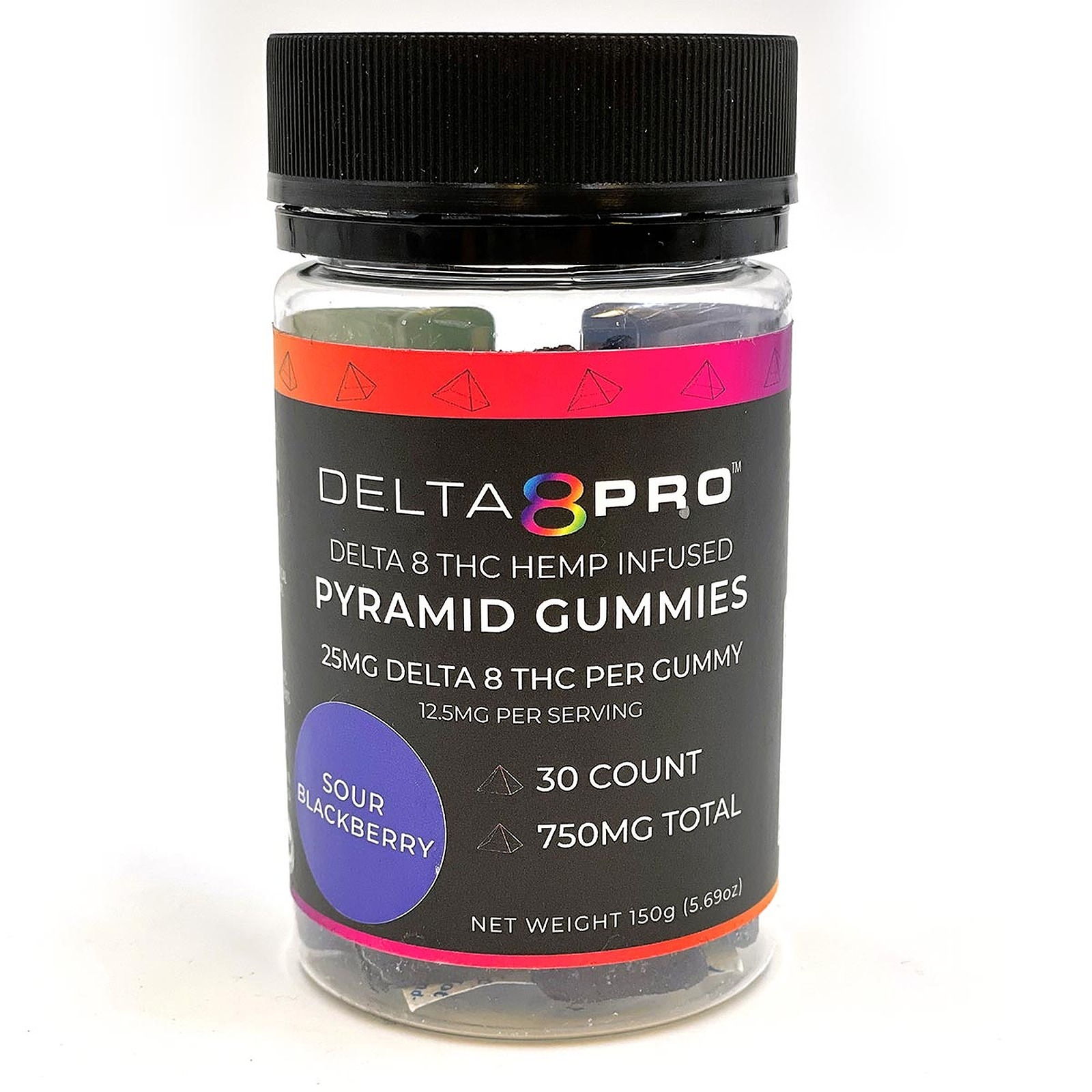 Delta 8 Pro: 25mg Delta 8 THC Gummies Sour Blackberry 30 Count | Leafly