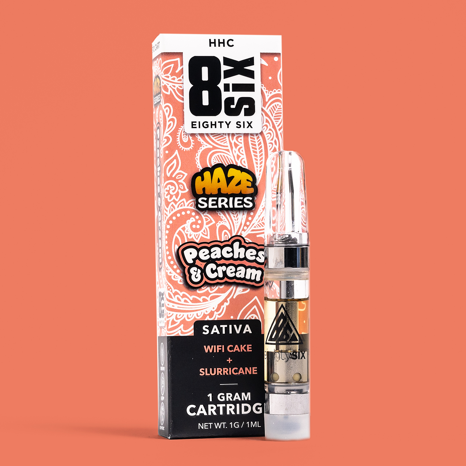 Eighty Six Peaches & Cream HHC 1G Vape Cartridge (WiFi Cake) Leafly
