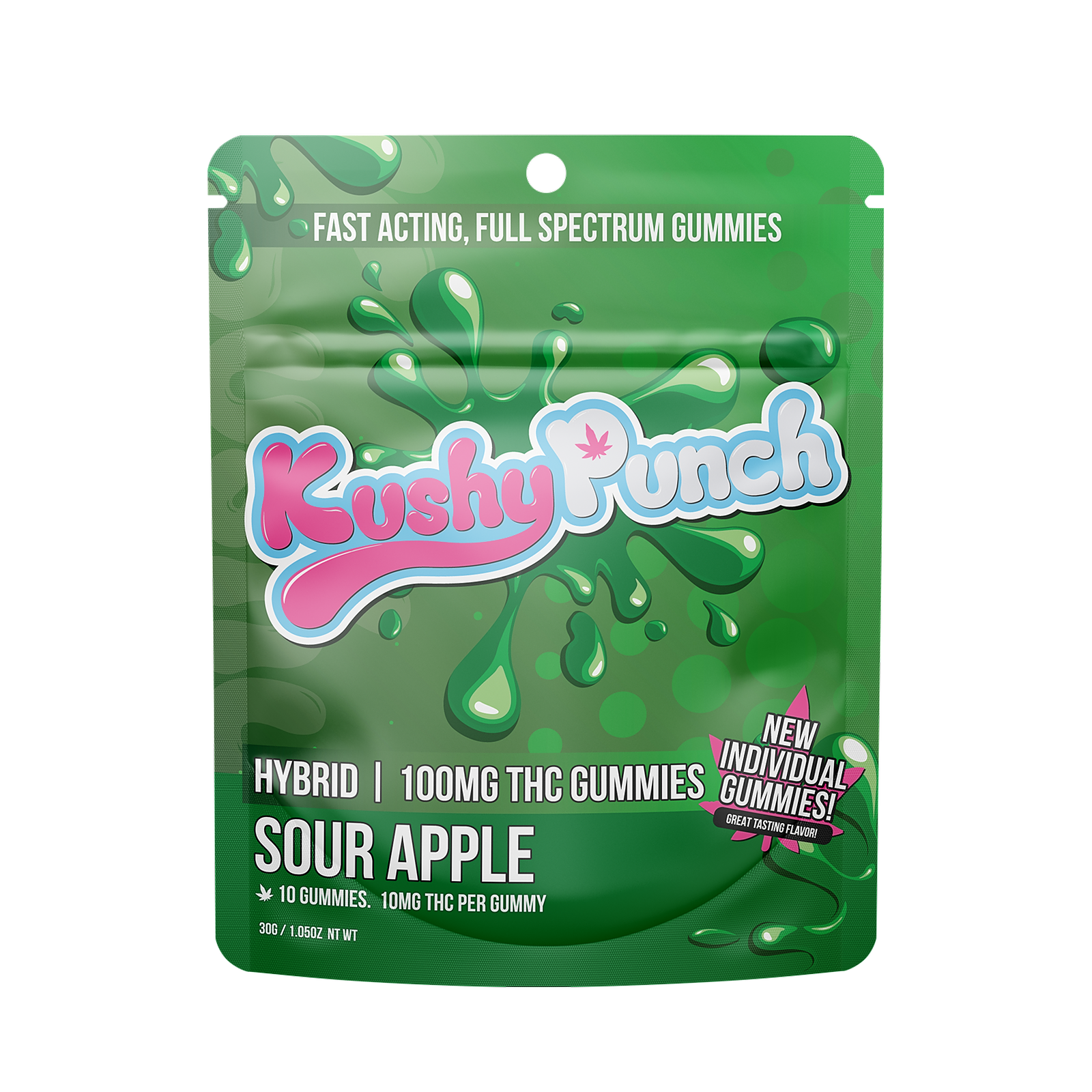 Kushy Punch: KUSHY PUNCH - HYBRID SOUR APPLE 100MG Individuals | Leafly