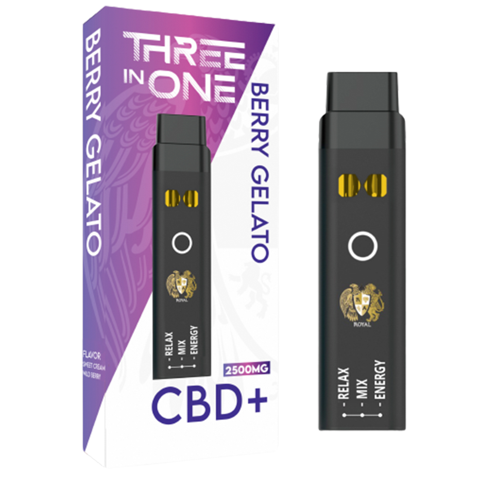 RA Royal: CBD+ Three-in-One Disposable Vape: Berry Gelato RA Royal: CBD+ Three-in-One Disposable Vape: Berry Gelato