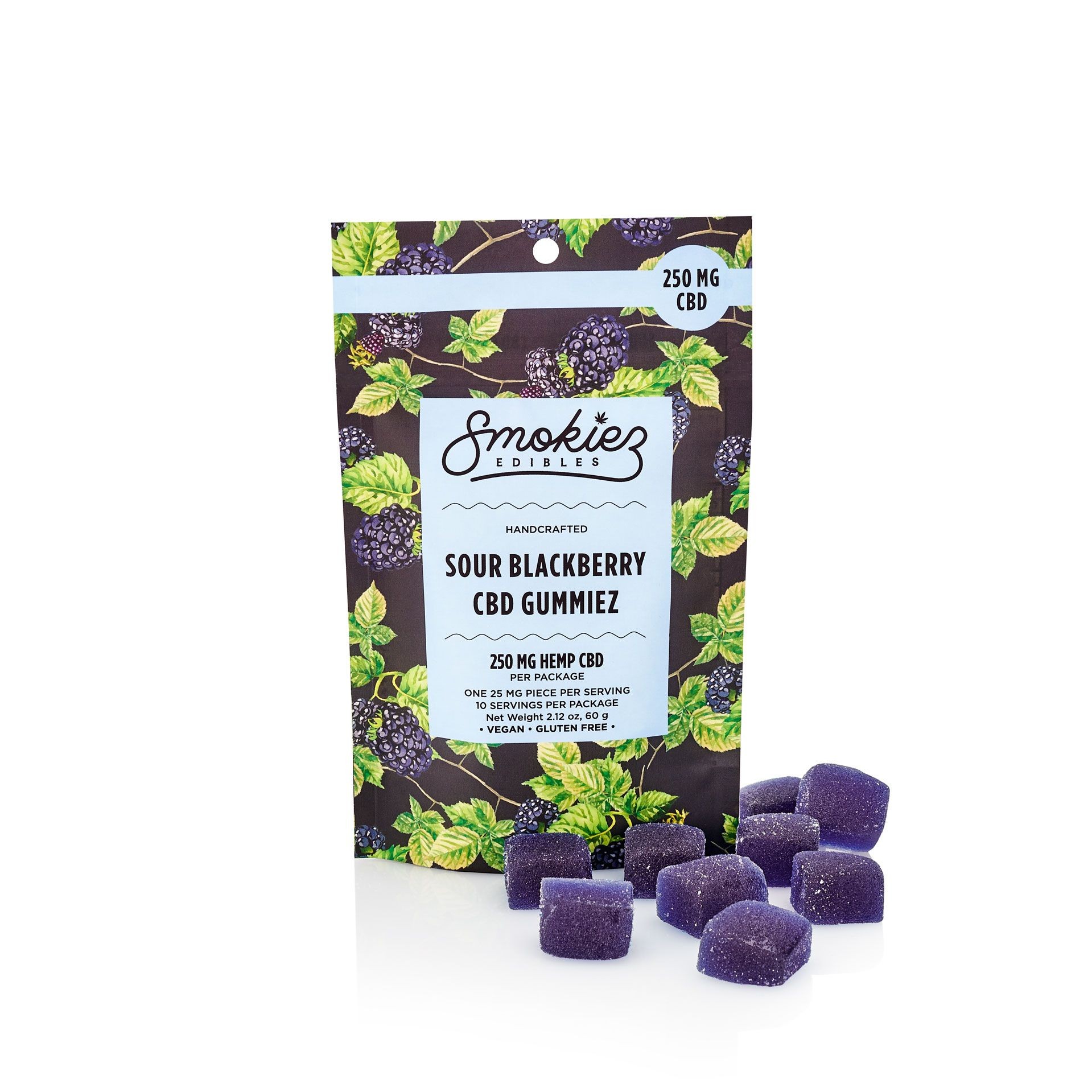 Smokiez Edibles Sour Blackberry Hemp CBD Gummiez, 250mg CBD Leafly