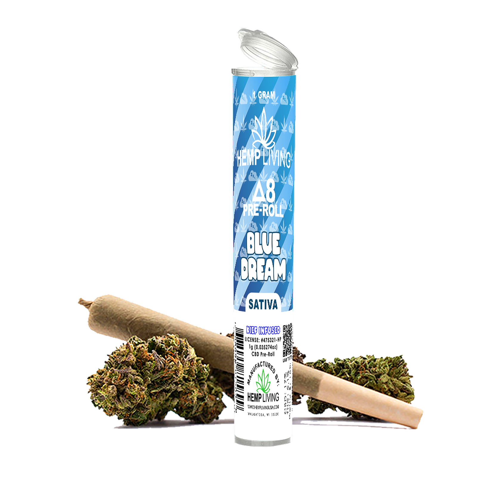 Hemp Living: Hemp Living - Delta 8 Flower 1g Pre-Roll - Blue Dream High ...