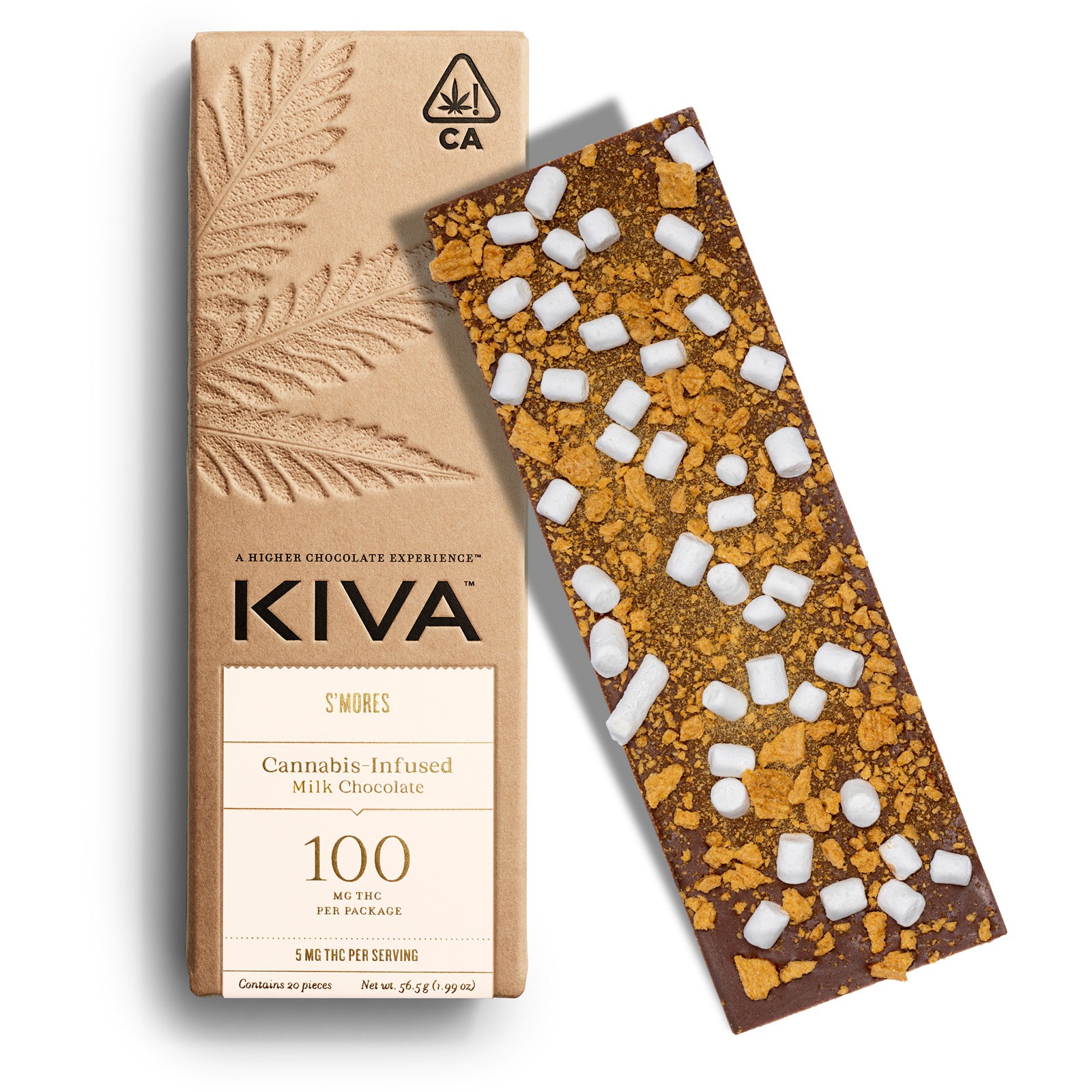 5mg Kiva 'S'mores' Milk Chocolate Bar 100mg THC total