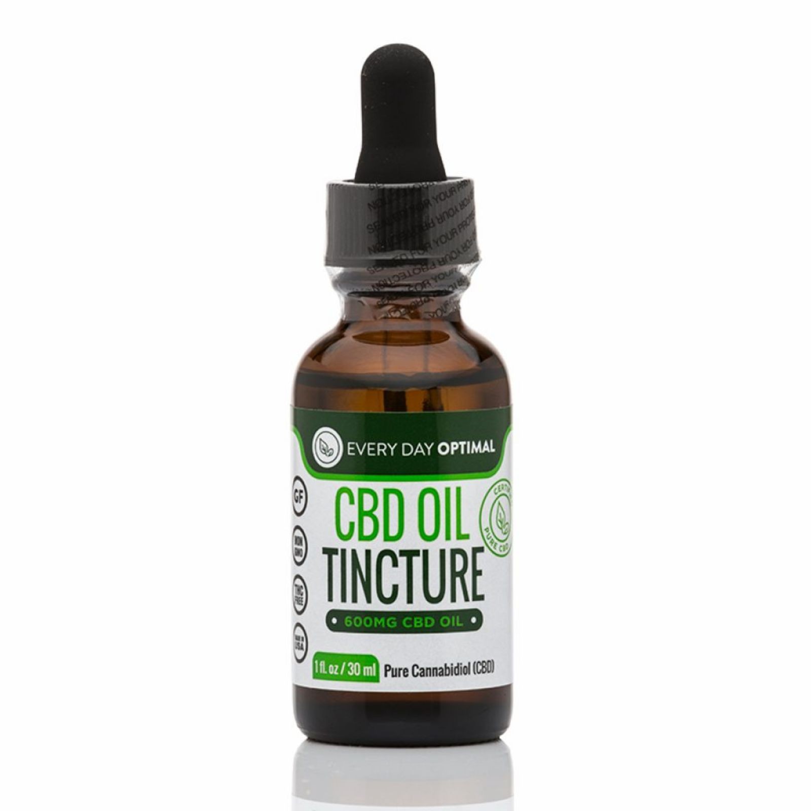 600mg Pure CBD Oil Tincture, Light Peppermint Flavor THC