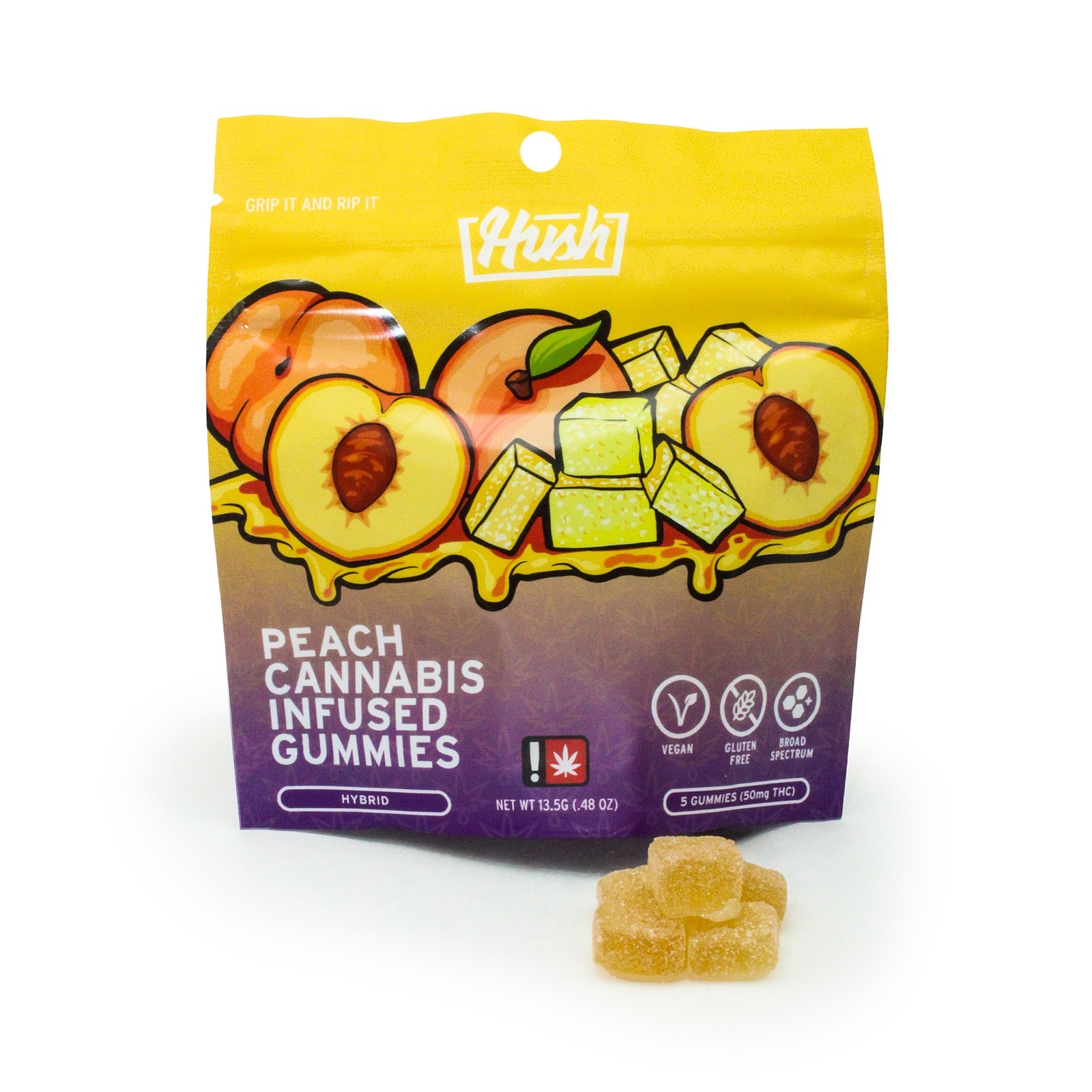 HUSH Peach Cannabis Infused Gummies 50mg Leafly