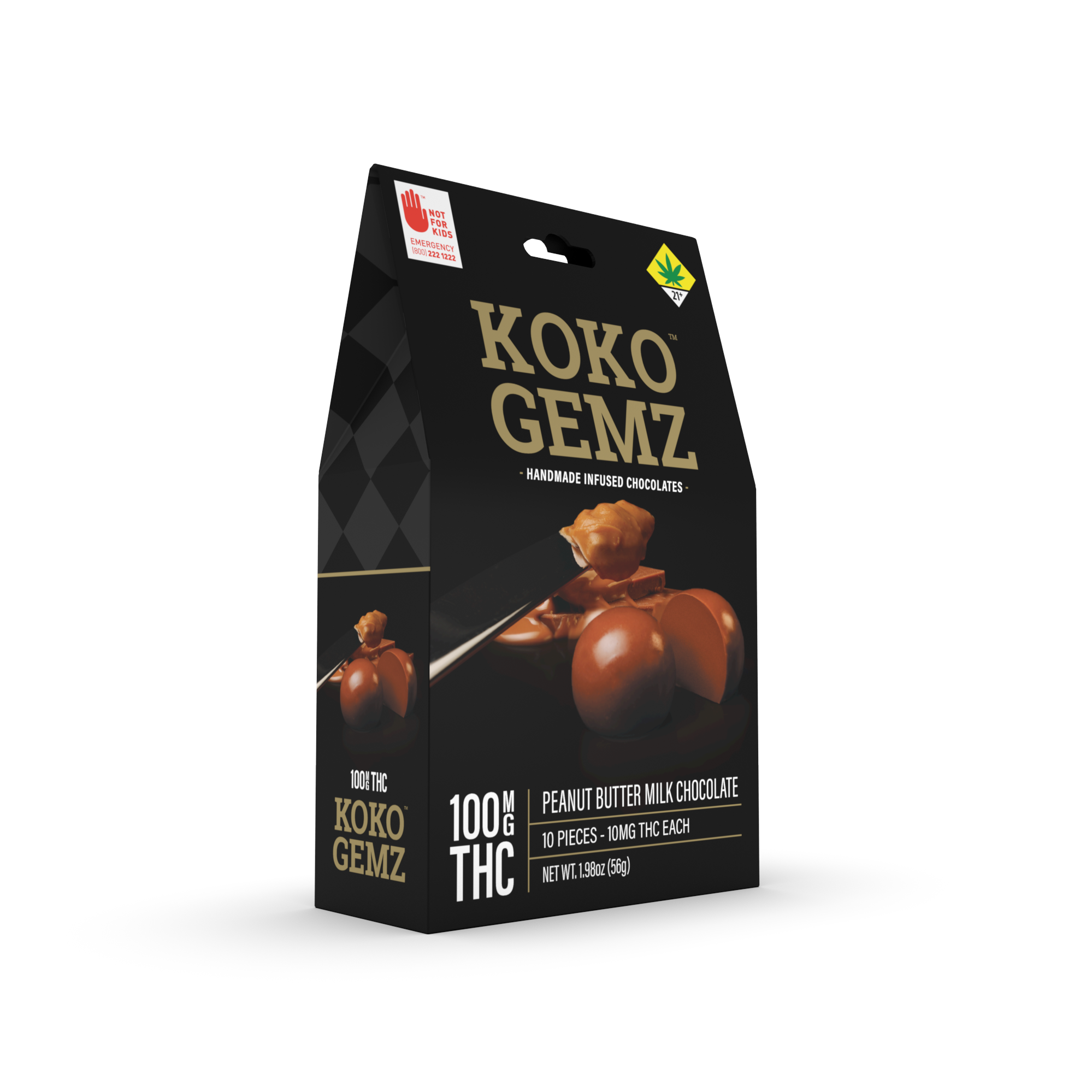 Koko Gemz Peanut Butter Milk Chocolate 100mg 10pack Leafly
