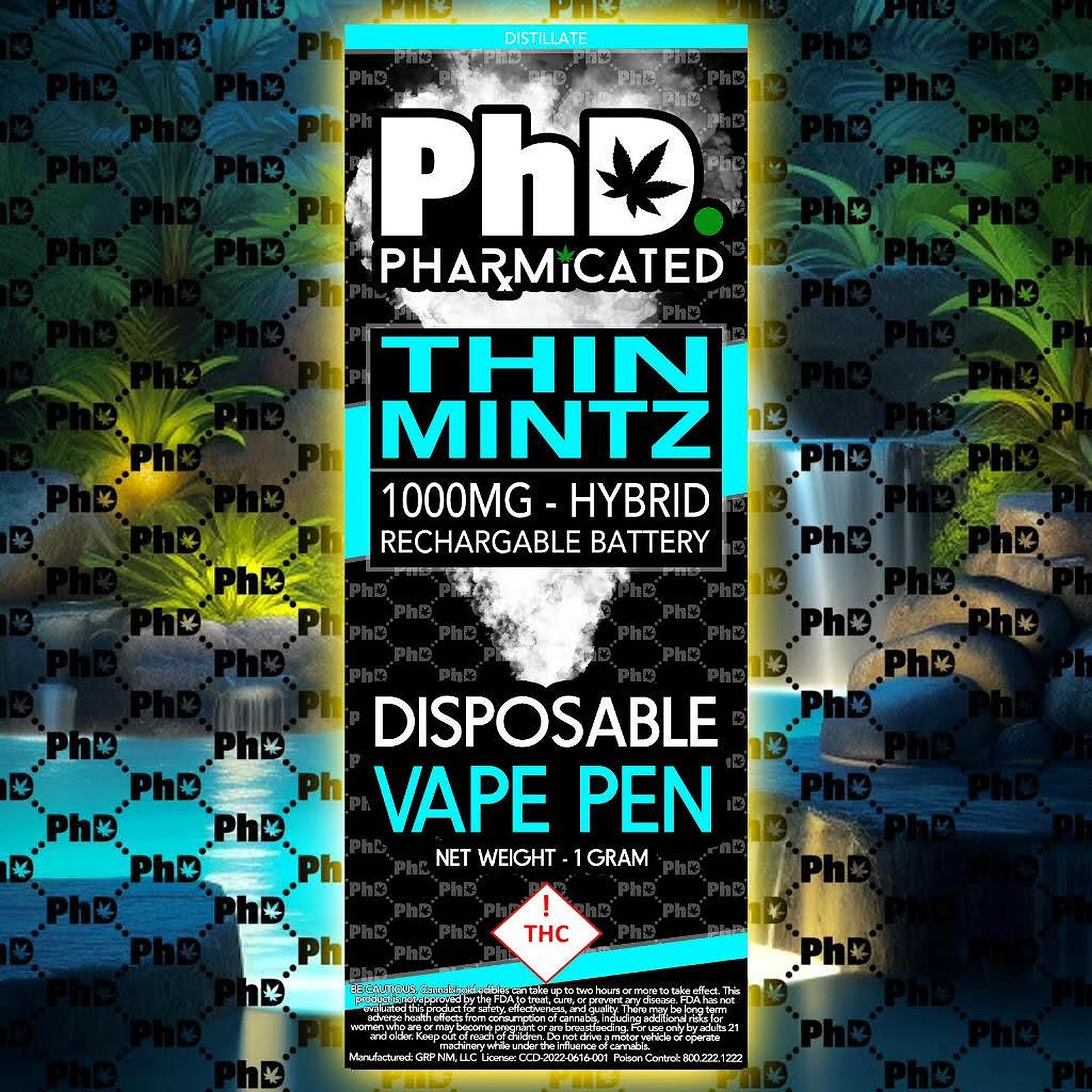 Pharmicated: PhD Disposable Vape Cart - 1000 mg - Thin Mintz (H)