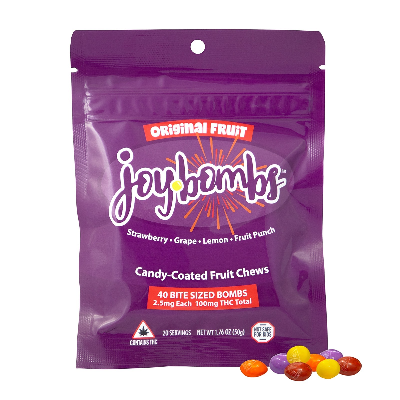 Joyibles Joy Bombs Original Fruit (40pk) 2.5mg THC ea (100mg Total