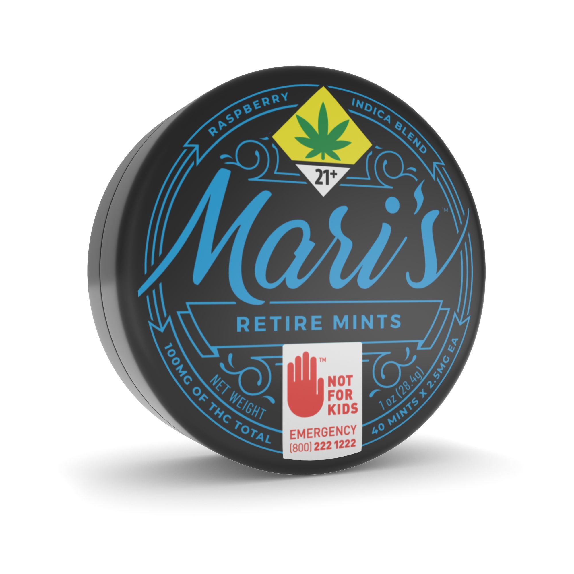 Mari's Mints Indica Retire Mint Raspberry 100mg 40pack Leafly