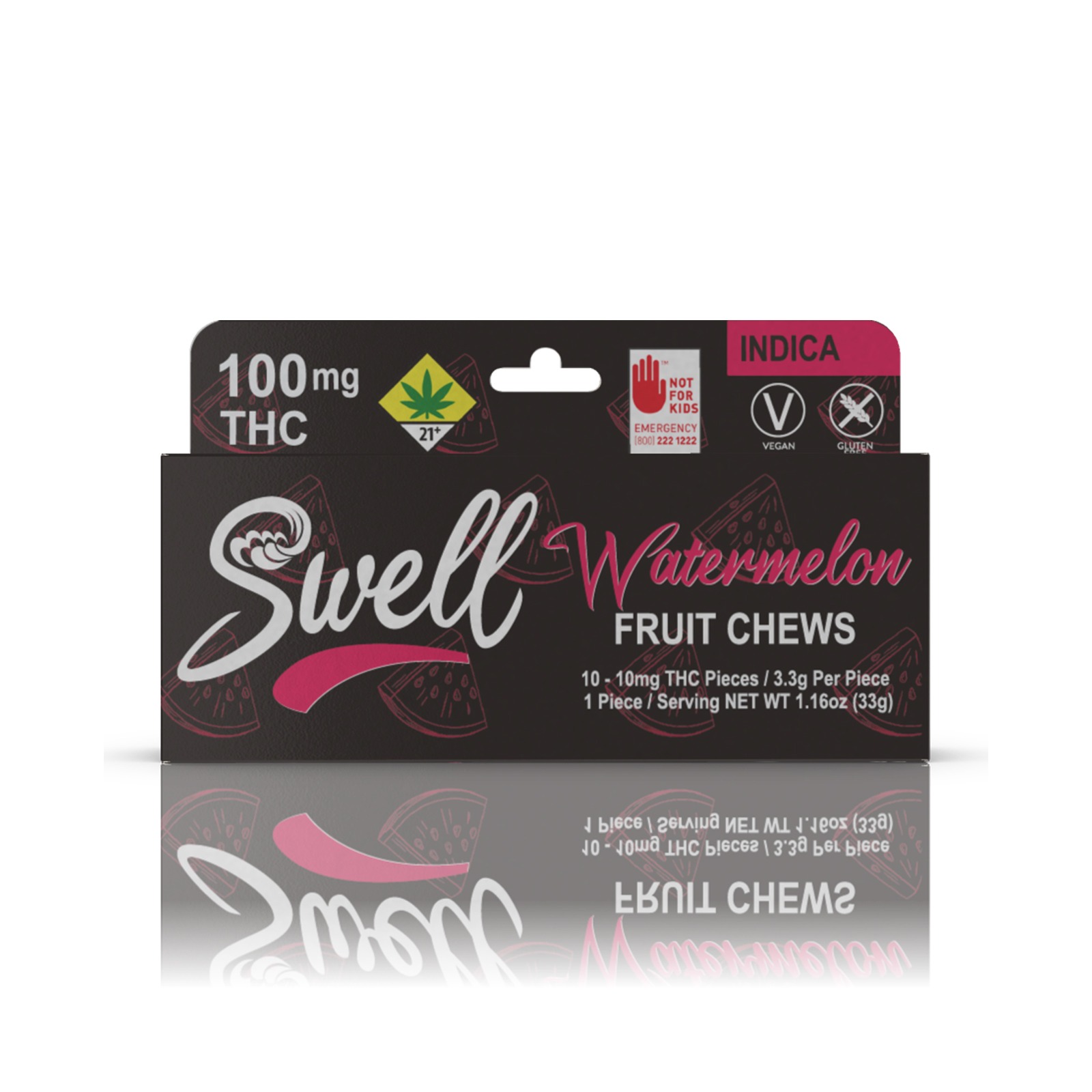 Swell Cannabis Indica Watermelon Fruit Chews 100mg 10pack Leafly