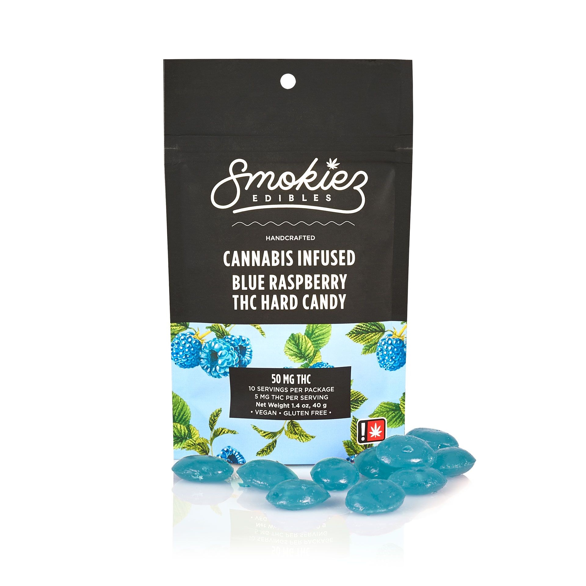 Blue Raspberry Hard Candy, 50mg THC OR Leafly