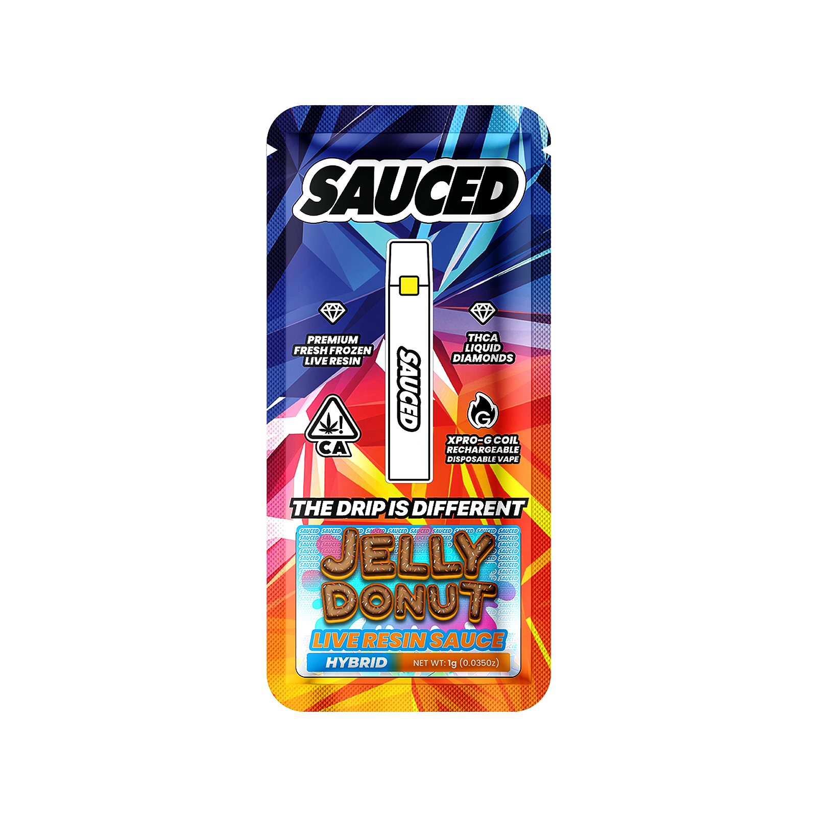 SAUCED: SAUCED JELLY DONUT Hybrid . Live Resin Disposable Vape