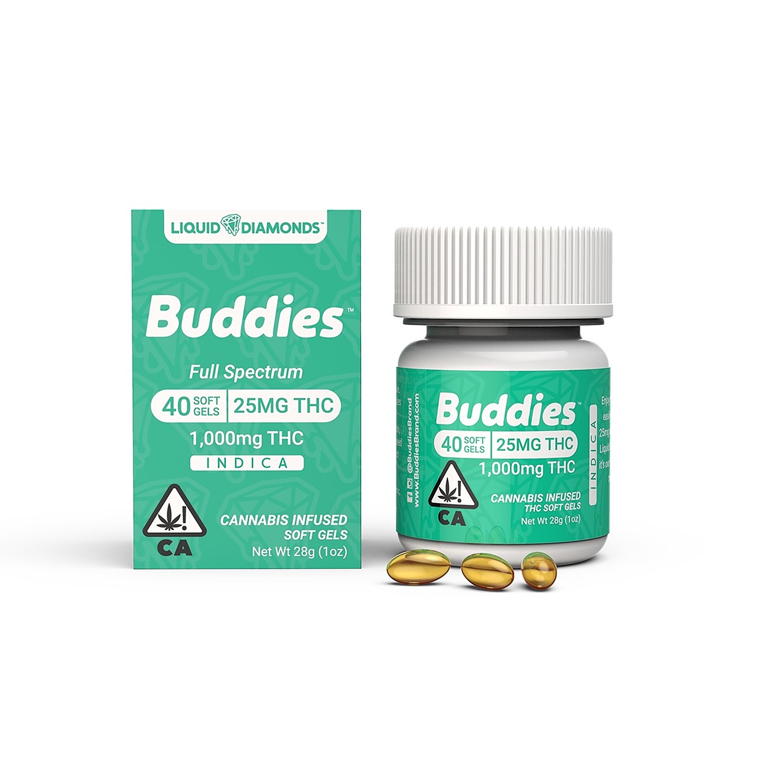 Buddies Brand THC Indica Softgels 1000mg 40pack Leafly