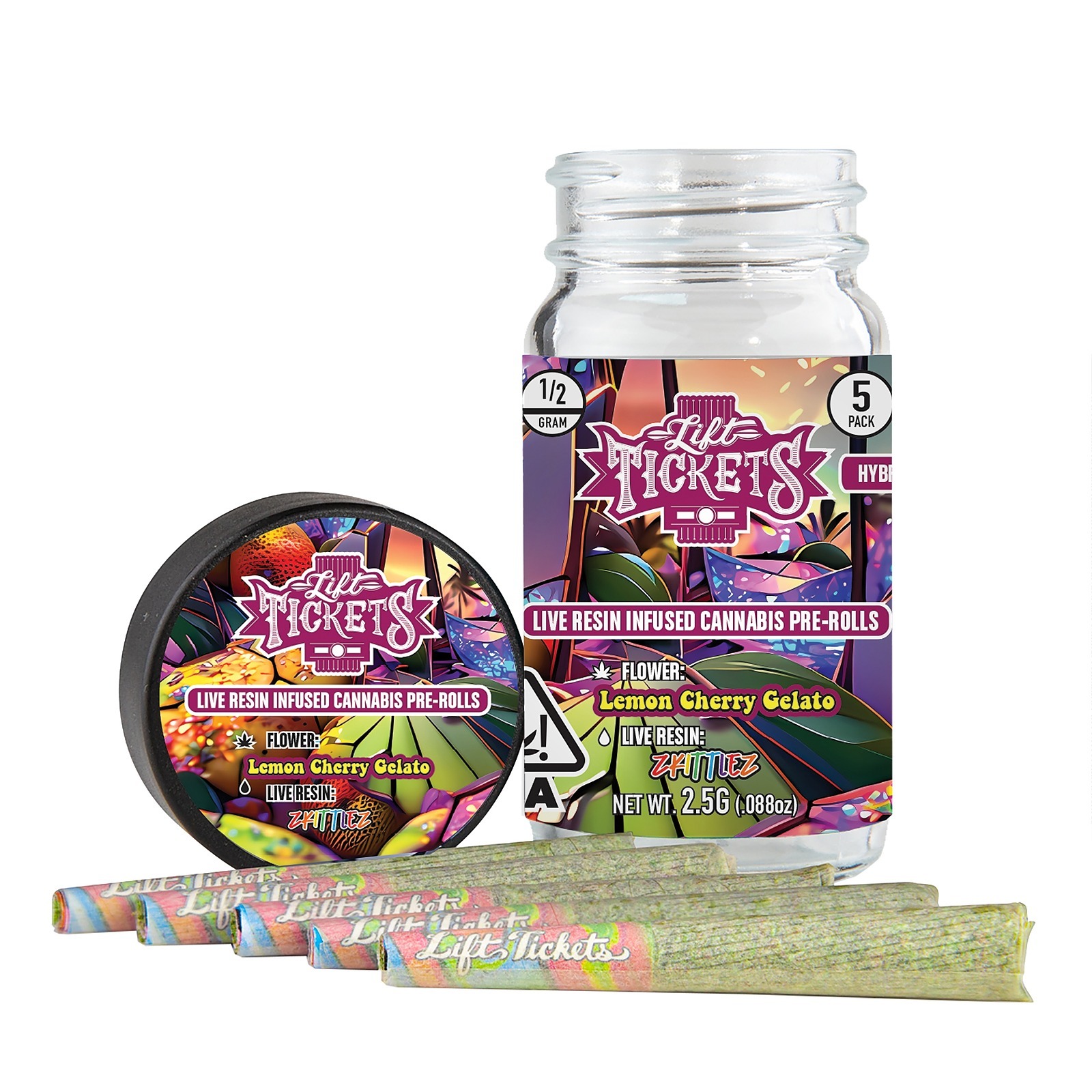 Lift Tickets: Lemon Cherry Gelato x Zkittlez - 0.5g Infused Pre