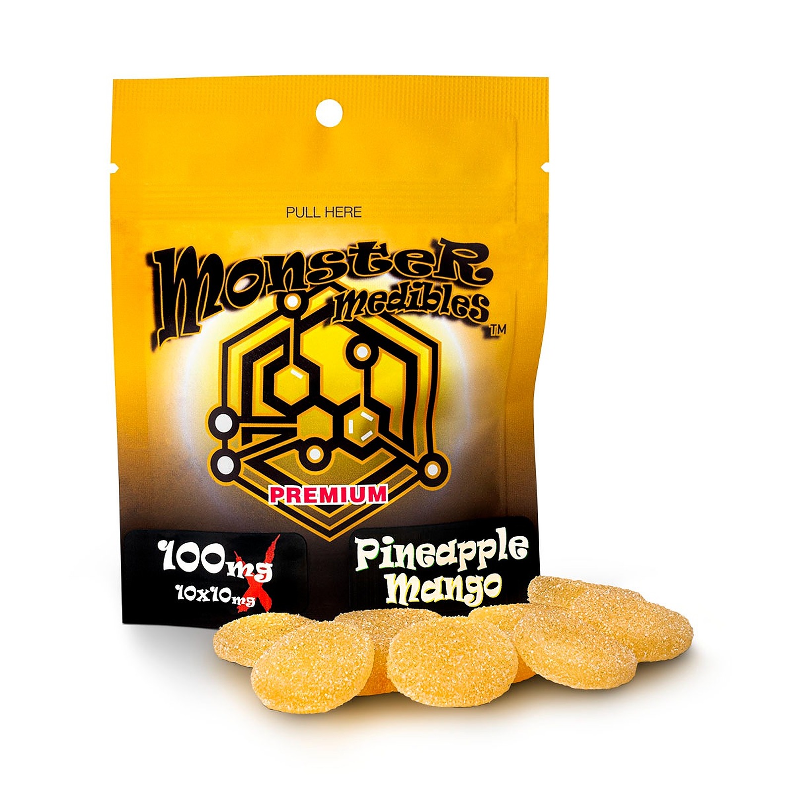 Monster Xtracts: Pineapple Mango 10x10mg Gummies | Leafly