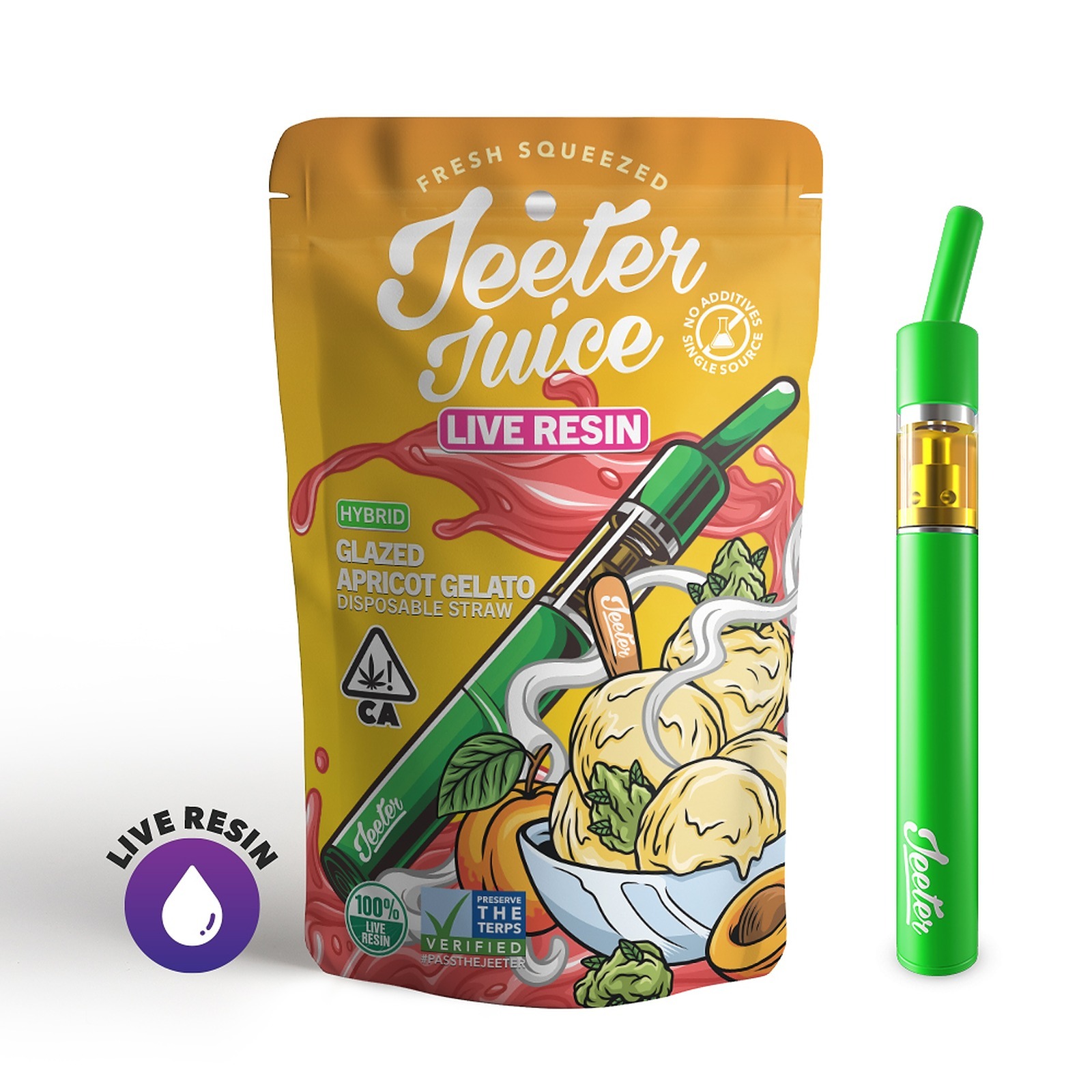 Jeeter Glazed Apricot Gelato Jeeter Juice Live Resin Disposable Straw