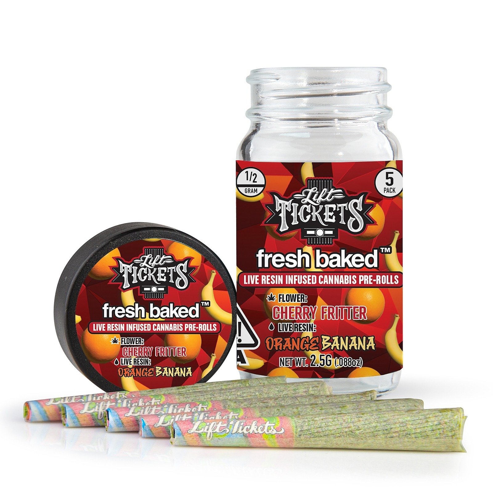 Lift Tickets Cherry Fritter X Orange Banana 05g Infused Pre Roll Multipack 5 Hybrid Leafly 7792