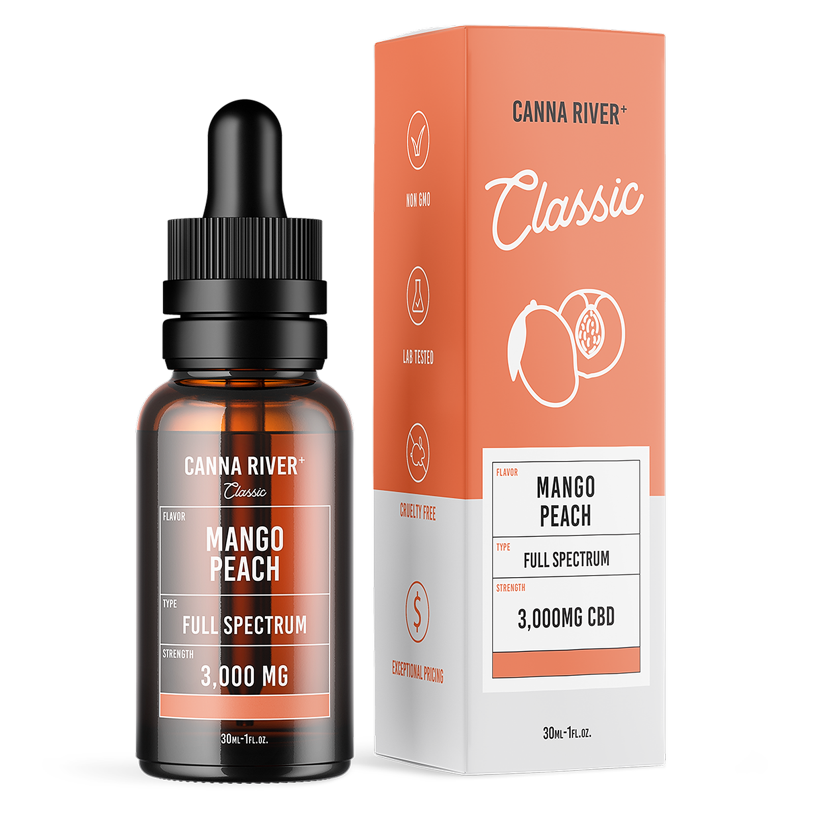 Canna River: Full Spectrum Tincture - Mango Peach / 3,000mg / 30mL | Leafly