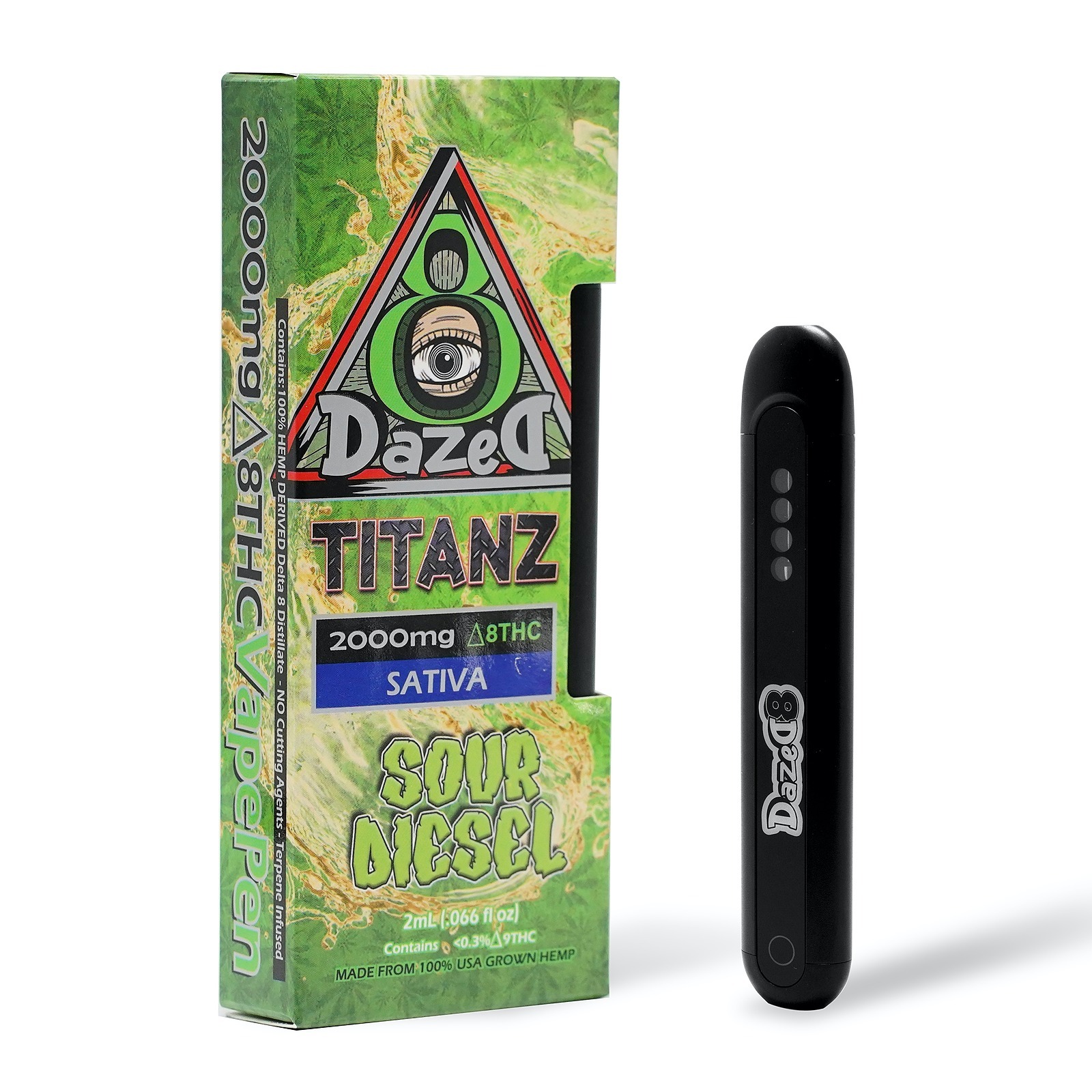 DazeD8: Sour Diesel Delta 8 THC Disposable Vape — 2 Grams | Leafly